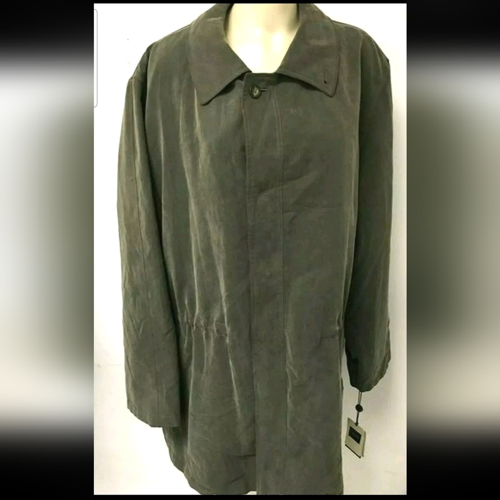 SANYO Vintage Waterproof Travel Trench Coat NWT! Green Sz XL Removable Lining